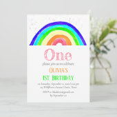 Invitation Aquarelle Rainbow Girl Premier anniversaire (Debout devant)