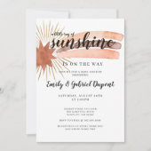 Invitation Aquarelle Rainbow Gold Sun Rays Baby shower (Devant)