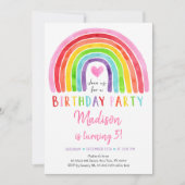 Invitation Aquarelle Rainbow Heart Anniversaire (Devant)