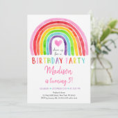 Invitation Aquarelle Rainbow Heart Anniversaire (Debout devant)