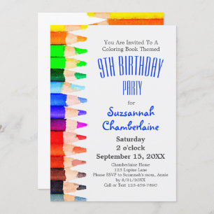 Invitation Aquarelle Rainbow Pencils pour enfants