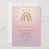 Invitation Aquarelle Rainbow Stars Entend Parties scintillant (Devant)