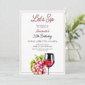 Invitation Aquarelle Raisins rouges 30e anniversaire (Debout devant)