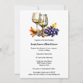 Invitation Aquarelle raisins vin verres vignoble (Devant)