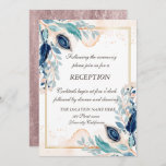 Invitation Aquarelle Réception Florale Peacock<br><div class="desc">Réception de mariage florale.</div>