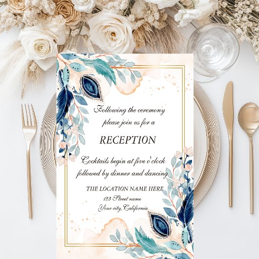 Invitation Aquarelle Réception Florale Peacock