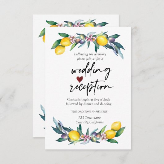 Invitation Aquarelle Réception Olives citrons (Devant / Derrière)