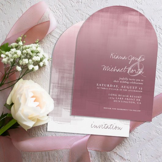 Invitation Aquarelle Réflexions Mariage Mauve Arch ID774