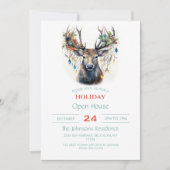 Invitation Aquarelle Reindee de Noël (Devant)