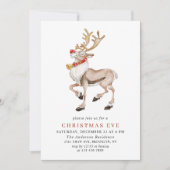 Invitation Aquarelle Reindeer Rudolf VACANCES NOËL EVE (Devant)