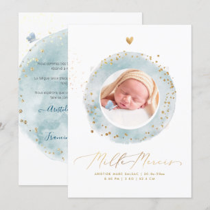 Invitation Aquarelle Remerciements Naissance Fille