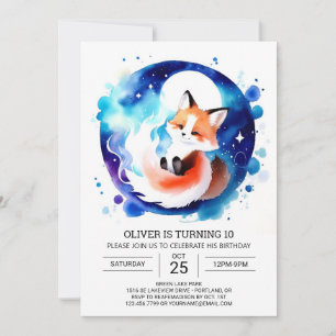 Invitation Aquarelle Renard Anniversaire Modifiable
