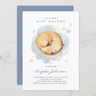 Invitation Aquarelle Renard couché C'est un Baby shower garço