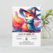 Invitation Aquarelle Renard rustique Anniversaire (Debout devant)