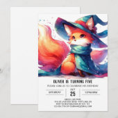 Invitation Aquarelle Renard rustique Anniversaire (Devant / Derrière)