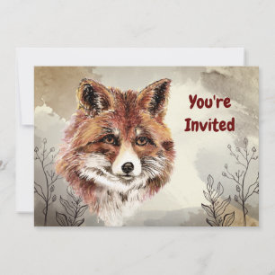 Invitation Aquarelle Renards Animal Personnalisé Anniversaire