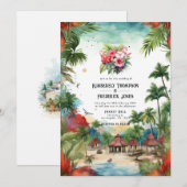 Invitation Aquarelle République Dominicaine Destination Maria (Devant / Derrière)