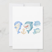Invitation Aquarelle requins garçon fête d'anniversaire (Dos)