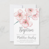 Invitation Aquarelle Ressort Baptême Floral Pink Dédication (Devant)