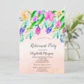 Invitation Aquarelle Ressort Fleurs Retraite (Debout devant)