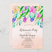 Invitation Aquarelle Ressort Fleurs Retraite (Devant / Derrière)