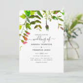 Invitation Aquarelle Ressort Mariage de verdure (Debout devant)