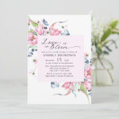 Invitation Aquarelle Ressort rose Fête des mariées florale (Debout devant)