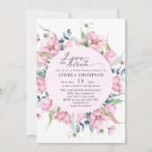 Invitation Aquarelle Ressort rose Fête des mariées florale (Devant)