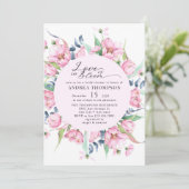 Invitation Aquarelle Ressort rose Fête des mariées florale (Debout devant)