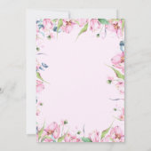 Invitation Aquarelle Ressort rose Fête des mariées florale (Dos)