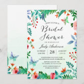 Invitation Aquarelle Ressort verdure Fête des mariées florale (Devant / Derrière)