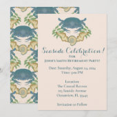 Invitation Aquarelle Retraite du crabe bleu Enregistrer la da (Devant / Derrière)