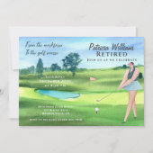 Invitation Aquarelle Retraite Golf Femmes sur le terrain de g (Devant)