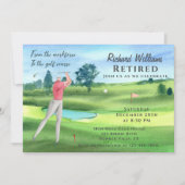Invitation Aquarelle Retraite Golf Men Sur Le Golf (Devant)