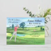 Invitation Aquarelle Retraite Golf Men Sur Le Golf (Debout devant)
