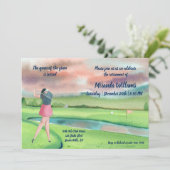 Invitation Aquarelle retraitée Golf femme sur le vert (Debout devant)