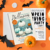 Invitation Aquarelle Retro Halloween en carottes Citrouilles 