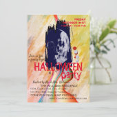 Invitation Aquarelle Retro Skeleton Art Halloween (Debout devant)