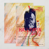 Invitation Aquarelle Retro Skeleton Art Halloween (Devant / Derrière)