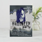 Invitation Aquarelle Retro Skeleton Art Halloween (Debout devant)
