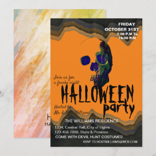 Invitation Aquarelle Retro Skeleton Art Halloween