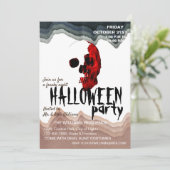 Invitation Aquarelle Retro Skeleton Art Halloween (Debout devant)