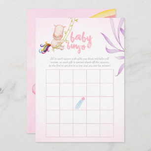 Invitation Aquarelle Rhino Unicorn Baby Girl Douche Bingo
