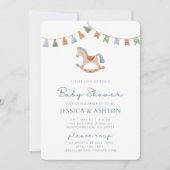 Invitation Aquarelle Rocking Horese, Baby shower (Devant)
