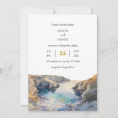 Invitation Aquarelle Rocky Coastal Sunset Cove Beach Mariage (Devant)