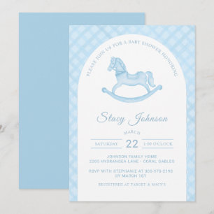 Invitation Aquarelle Rocse Horse Baby shower garçon