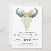 Invitation Aquarelle Rodéo Rustique | Fleurs de Mariage (Devant)