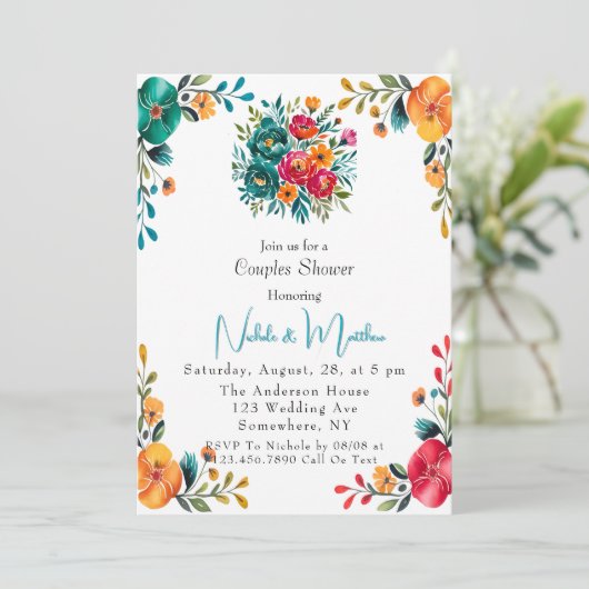 Invitation Aquarelle Romance Couples Douche (Debout devant)