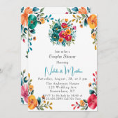 Invitation Aquarelle Romance Couples Douche (Devant / Derrière)