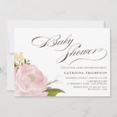 Invitation Aquarelle romantique Baby shower rose pâle (Devant)